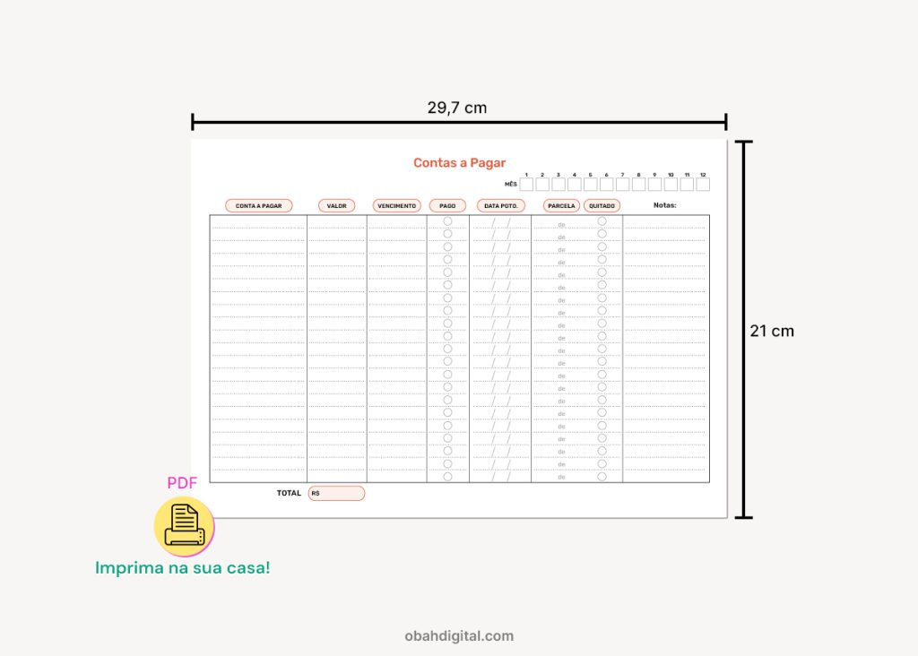 Planner Financeiro digital para imprimir