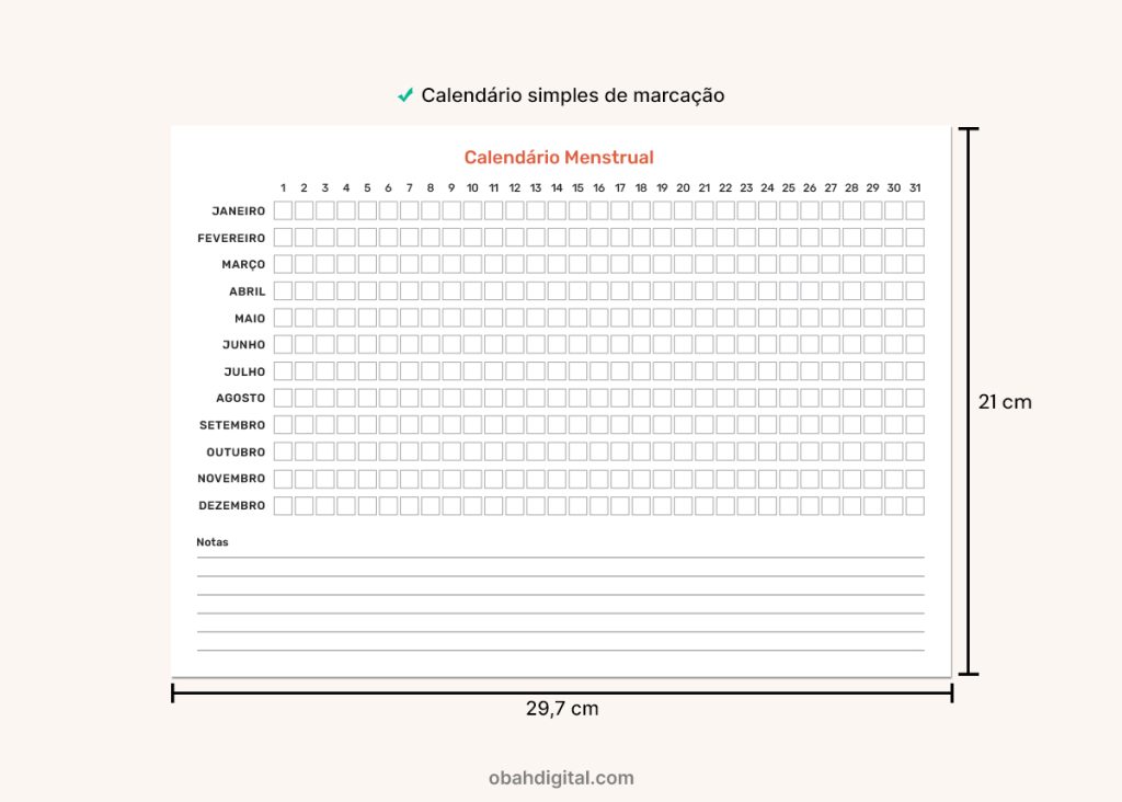 Planner controle da menstruação para imprimir