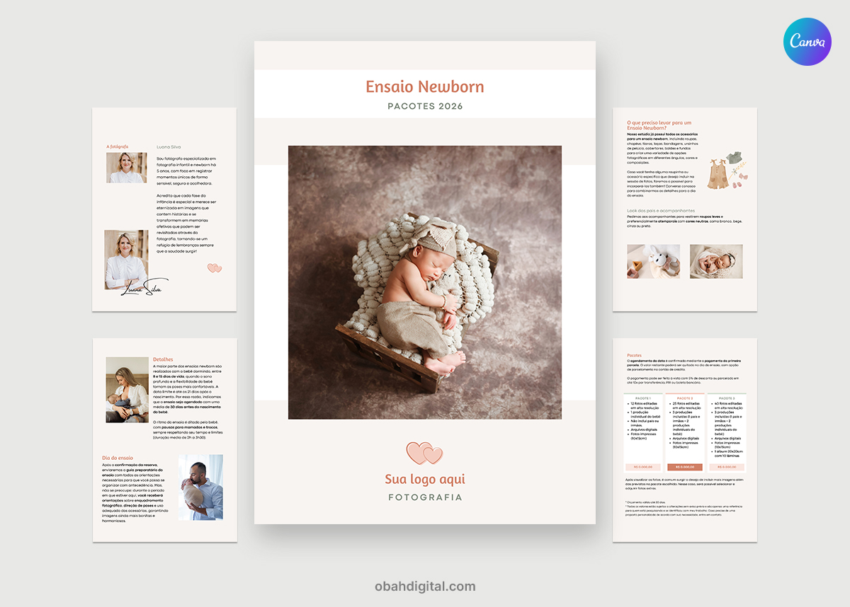 Template Fotografos editavel em Canva newborn