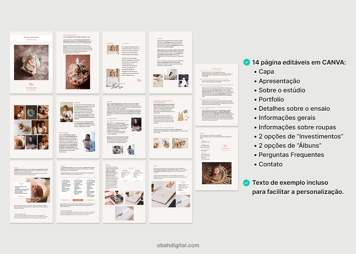 Template Fotografos editavel em Canva newborn