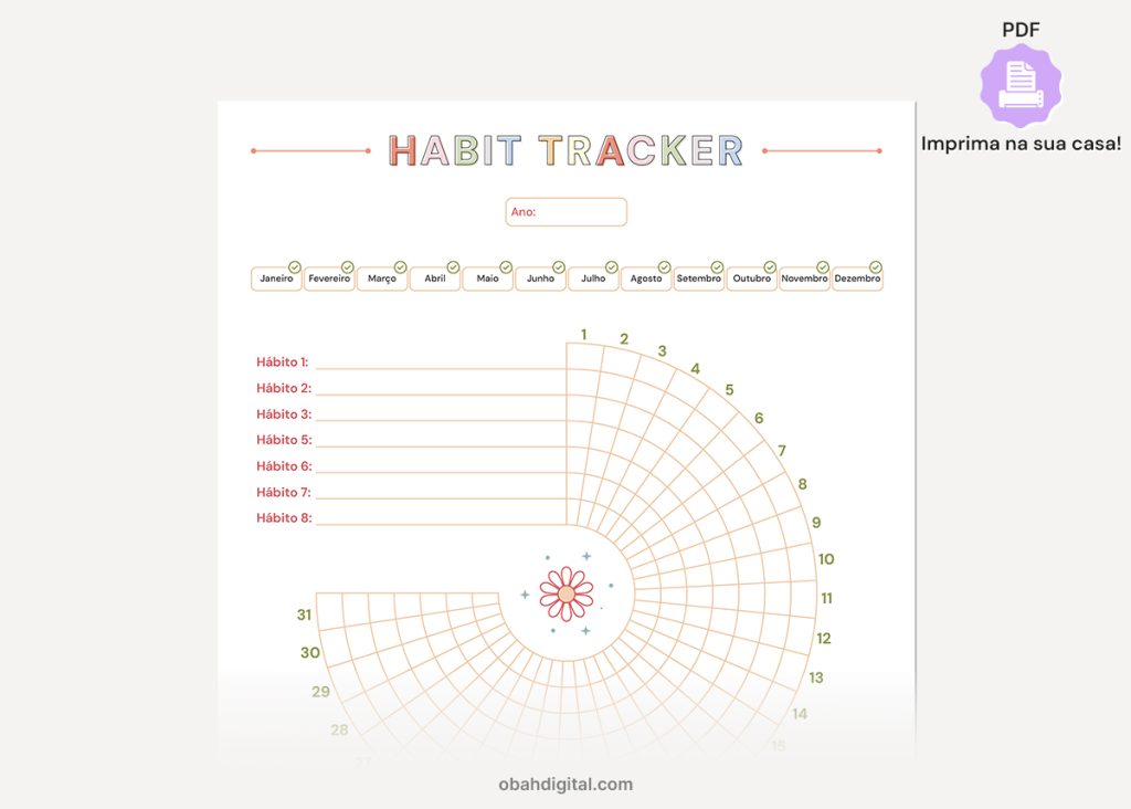 Habit Tracker A4 Download PDF para imprimir