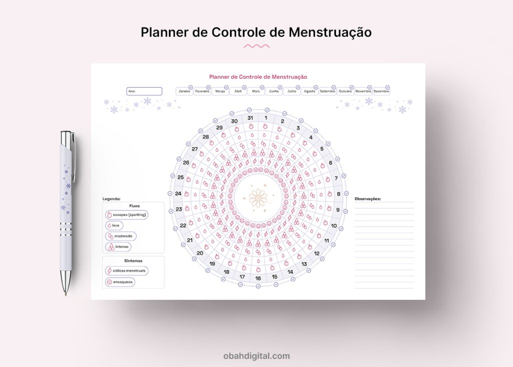 Planner de Controle Menstruação A4