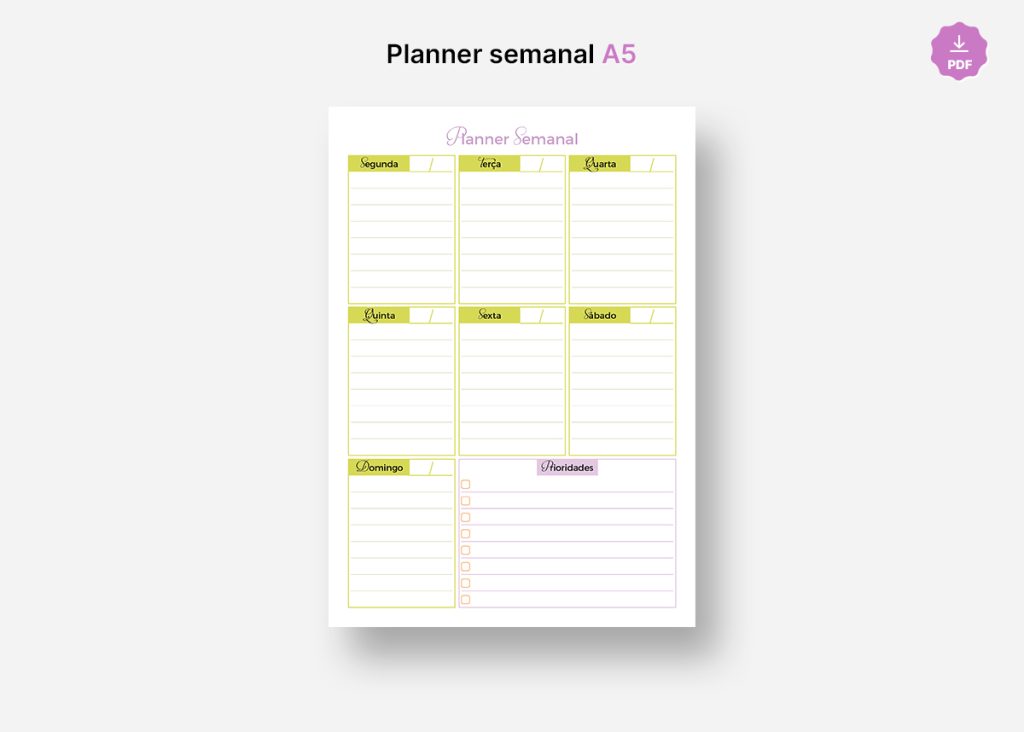 Planner Semanal A5 Para Imprimir Download