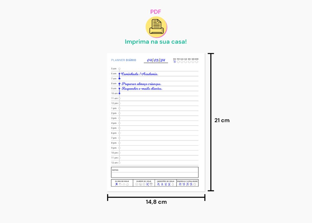 Planner Diário A5 Para Imprimir permamente Download