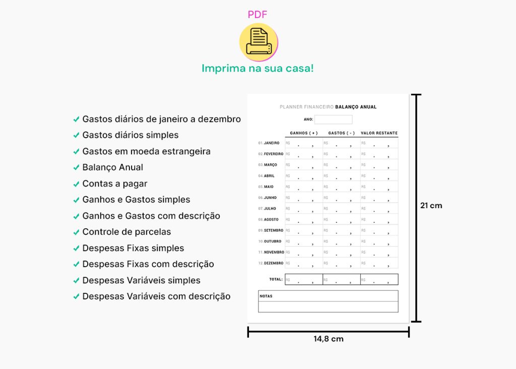 Planner Financeiro A5 Para Imprimir Download