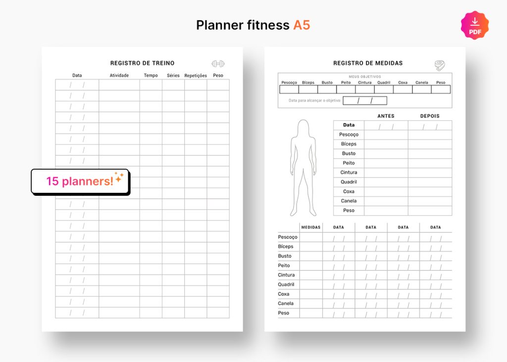 Planner Fitness A5 Para Imprimir Download