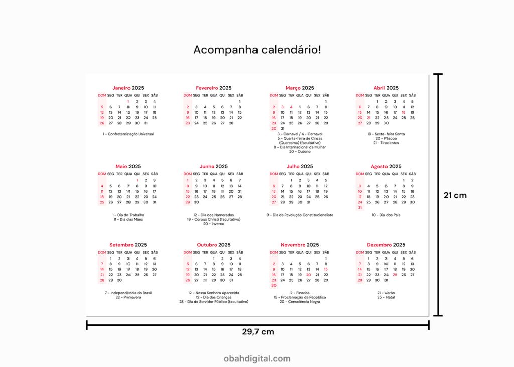 Planner Mensal 2025 A4 para Imprimir