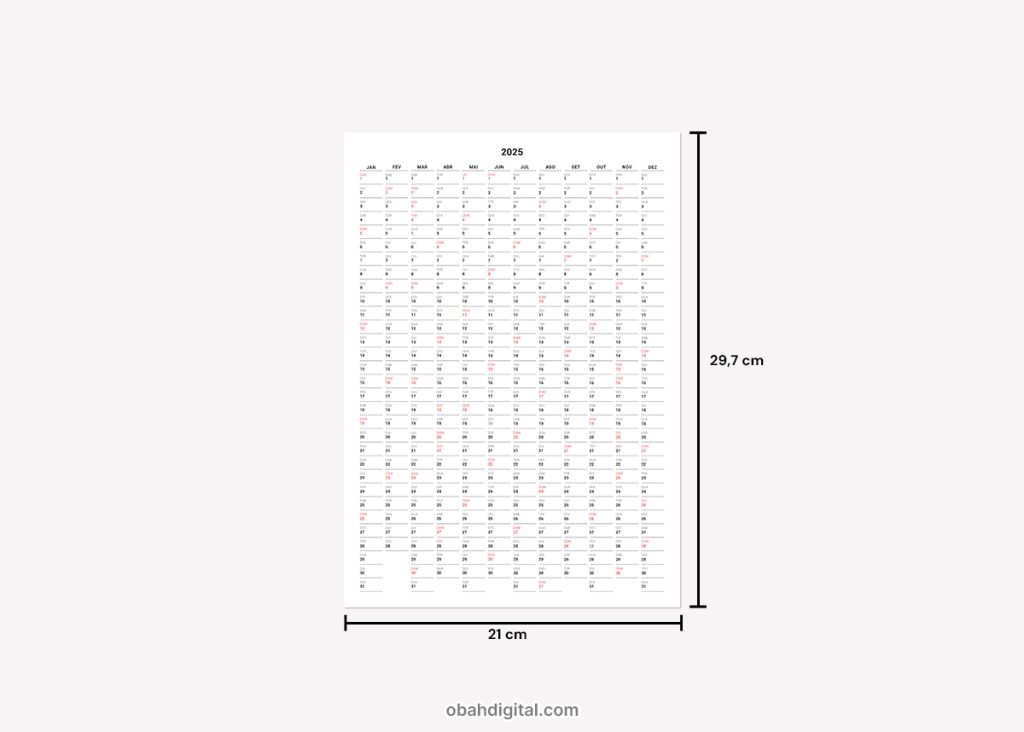 Planner anual 2025 A4 para imprimir