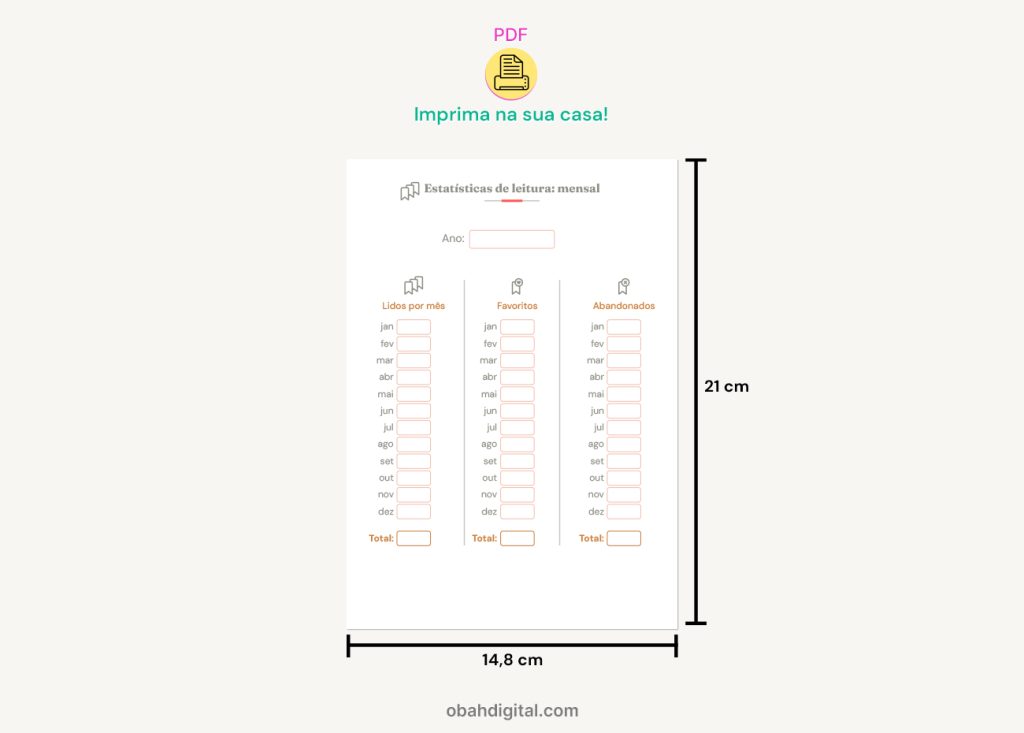 Planner literário A5 para imprimir