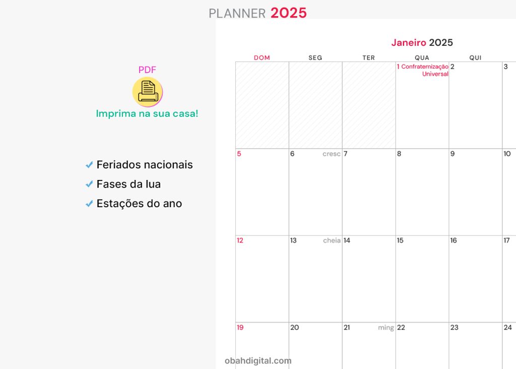 Planner 2025 A4 para Imprimir