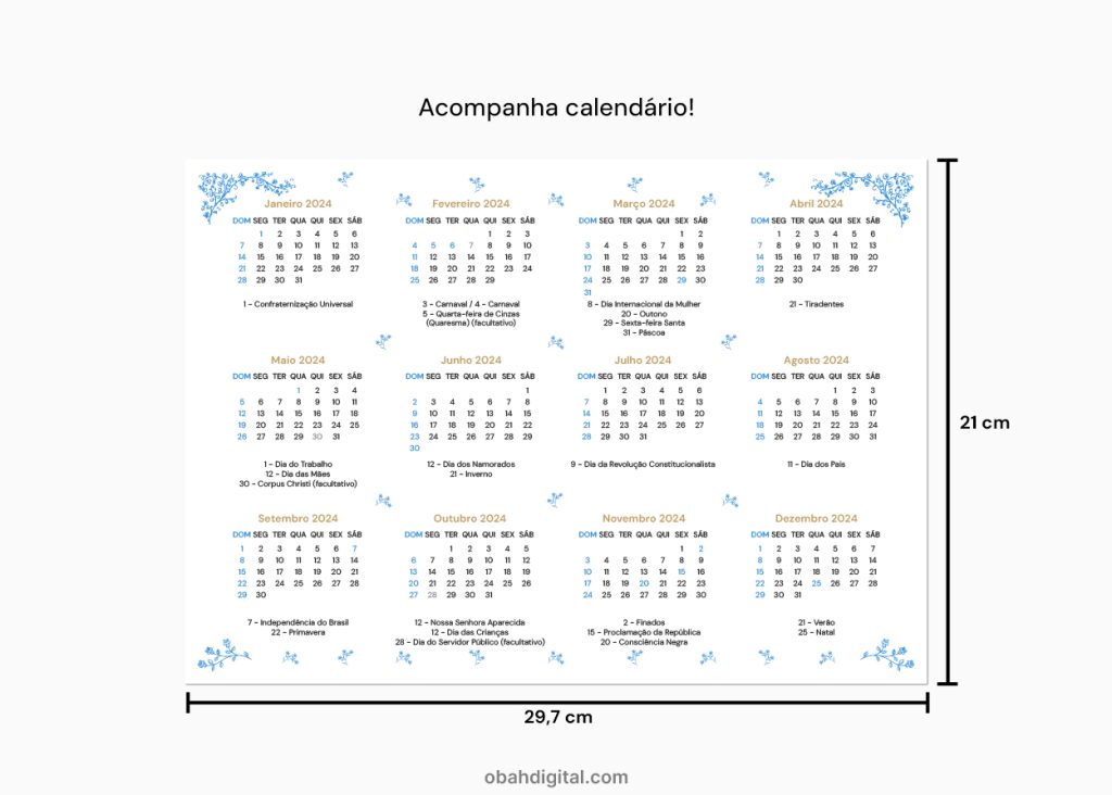 Planner 2024 A4 para Imprimir