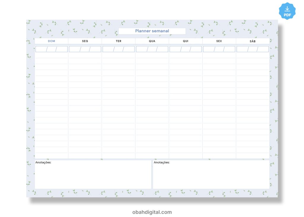 Planner Semanal A4 para Imprimir