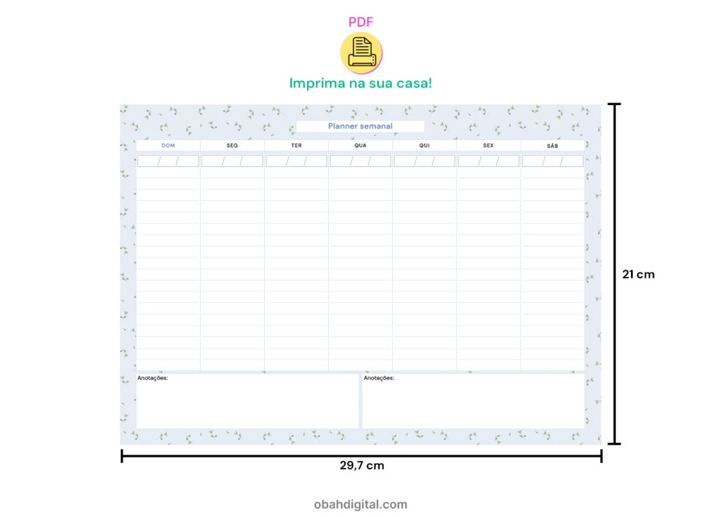 Planner Semanal A4 para Imprimir