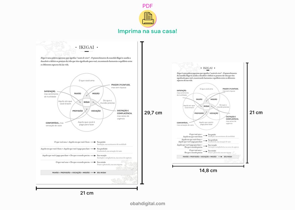 Ikigai A4 e Ikigai A5 para imprimir