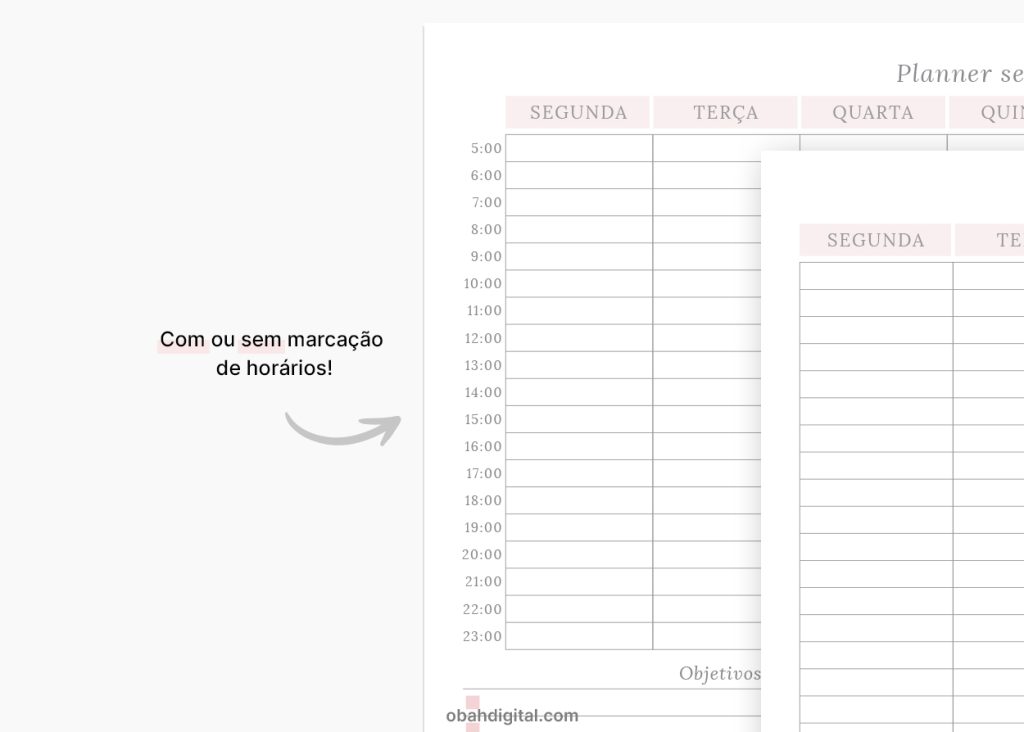 Planner semanal permanente A4 para imprimir