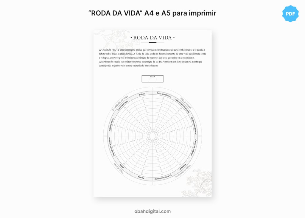 Roda da Vida A4 e A5 para imprimir