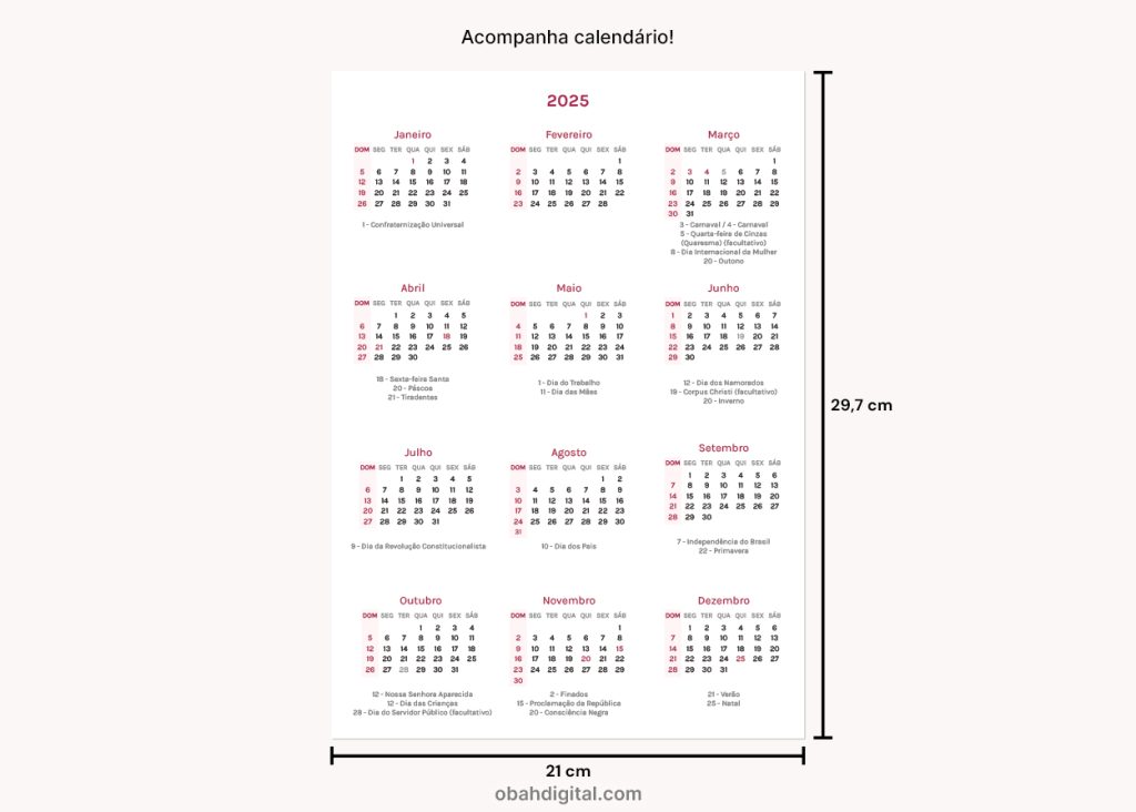 Planner 2025 A4 para Imprimir