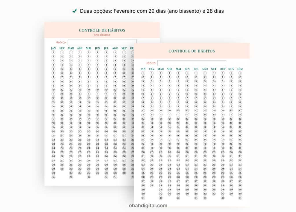 Planner Controle de Hábitos A5 para imprimir