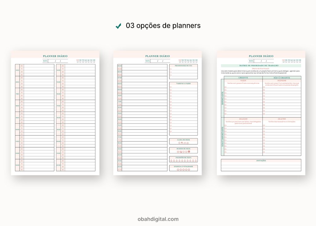 Planner diário digital A4 para imprimir