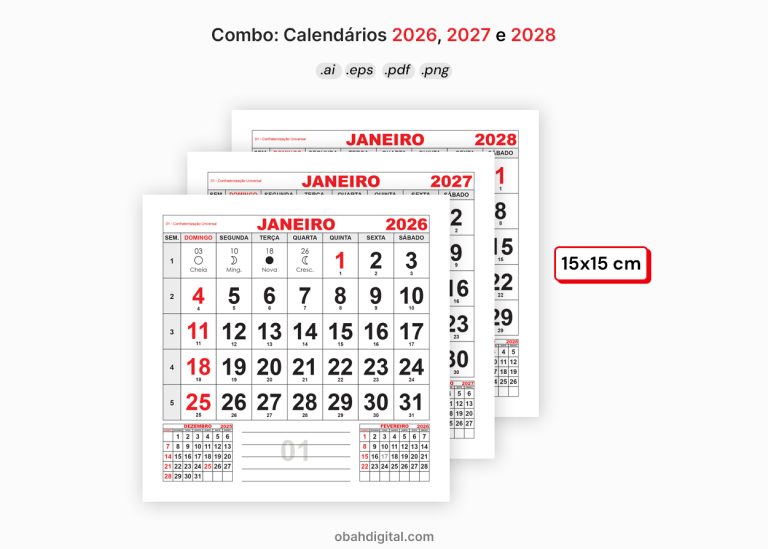 Calendário 2026 para imprimir A4 – Obah Digital
