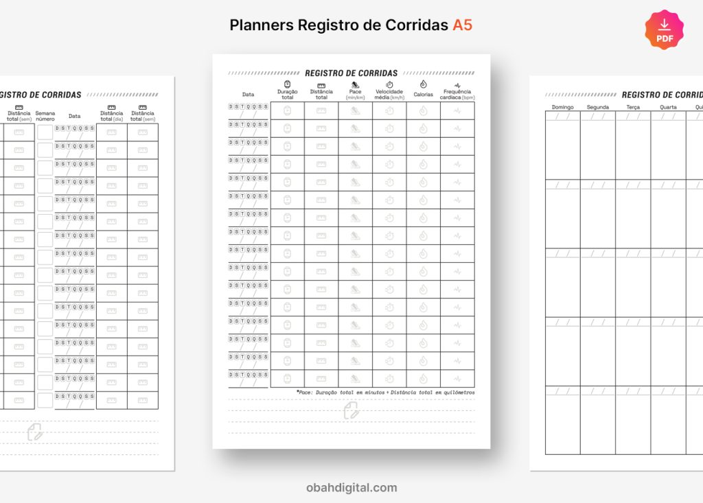 Planner Registro de Corridas A5 para imprimir