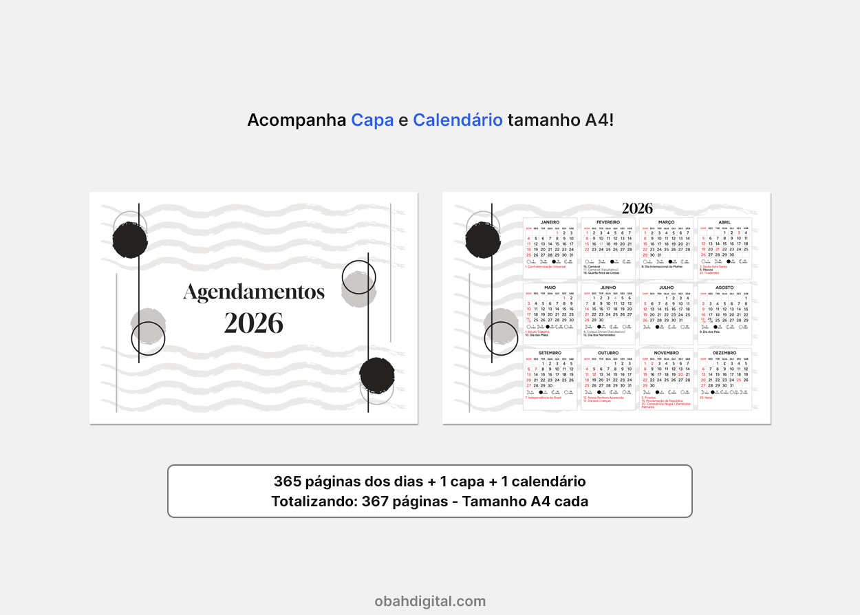 Planner Diário Agendamento Profissional A4 Dentista Manicure 2026