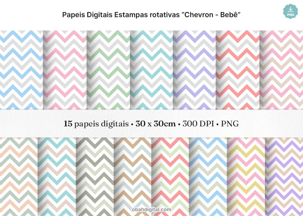 Papeis Digitais Chevron Cores Colorido para Bebês