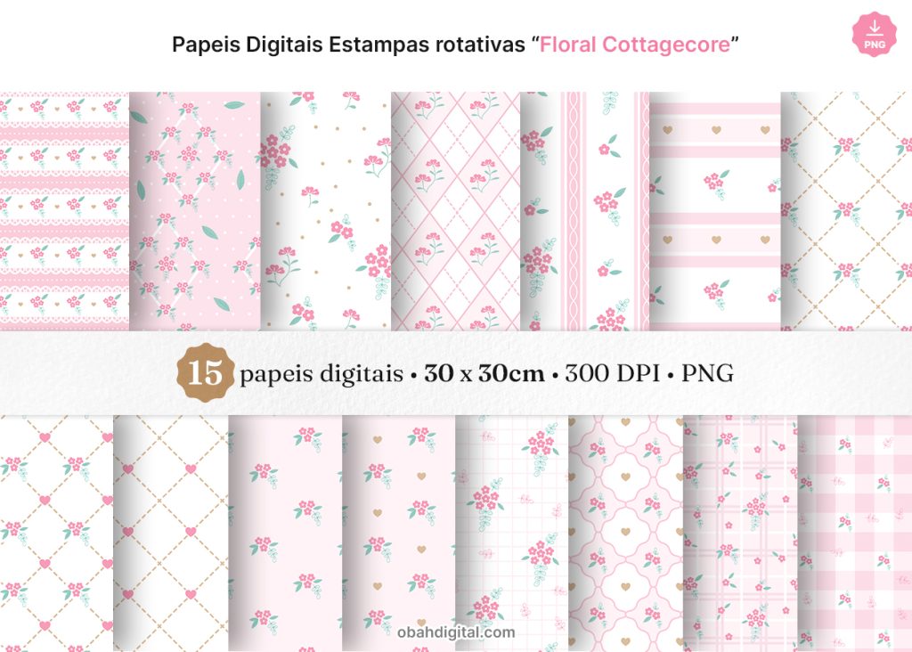 Papeis Digitais Floral Cottagecore Dia das Mães