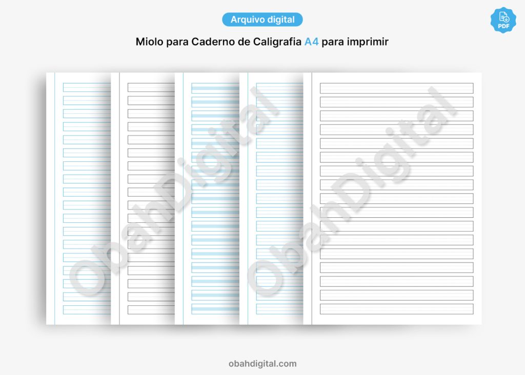 Arquivo Digital Miolo Caderno Caligrafia A4 para imprimir
