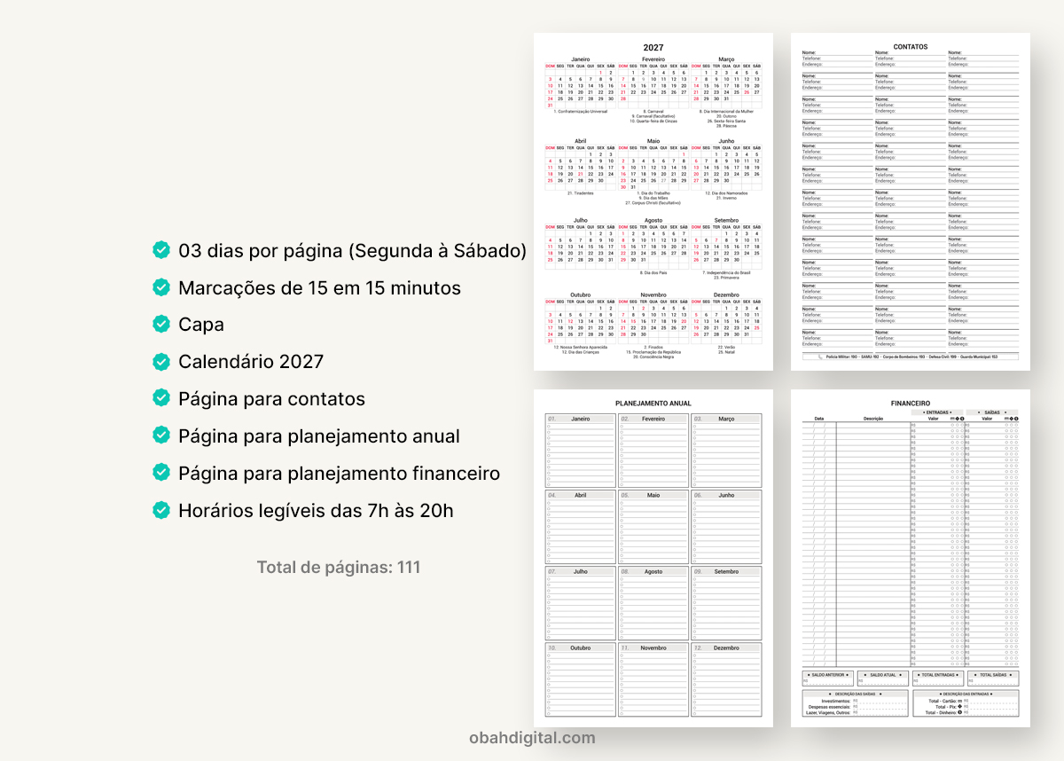 Arquivo digital Agenda Consultório Odontologia 2027 para imprimir